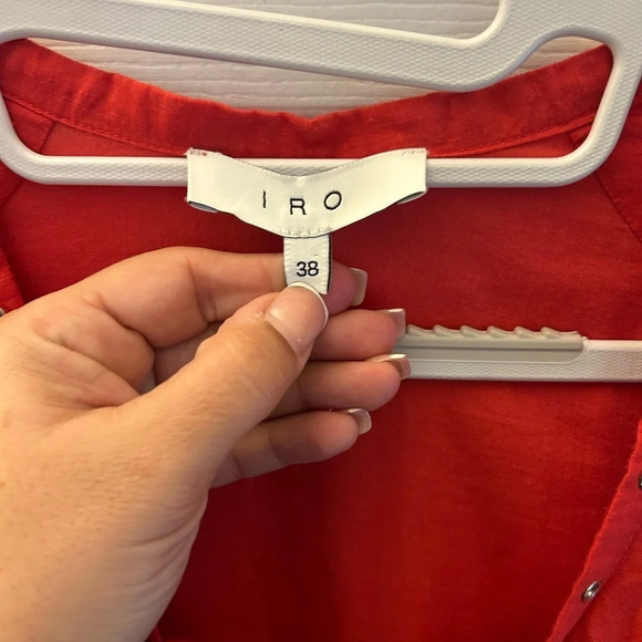 IRO Florine Poppy Red Tie Up Front Raw Hem Mini Dress - Picture 5 of 6